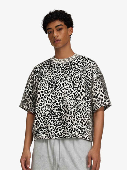 210G Cotton Leopard Print Oversized T-Shirt for Men Fashion Streetwear?