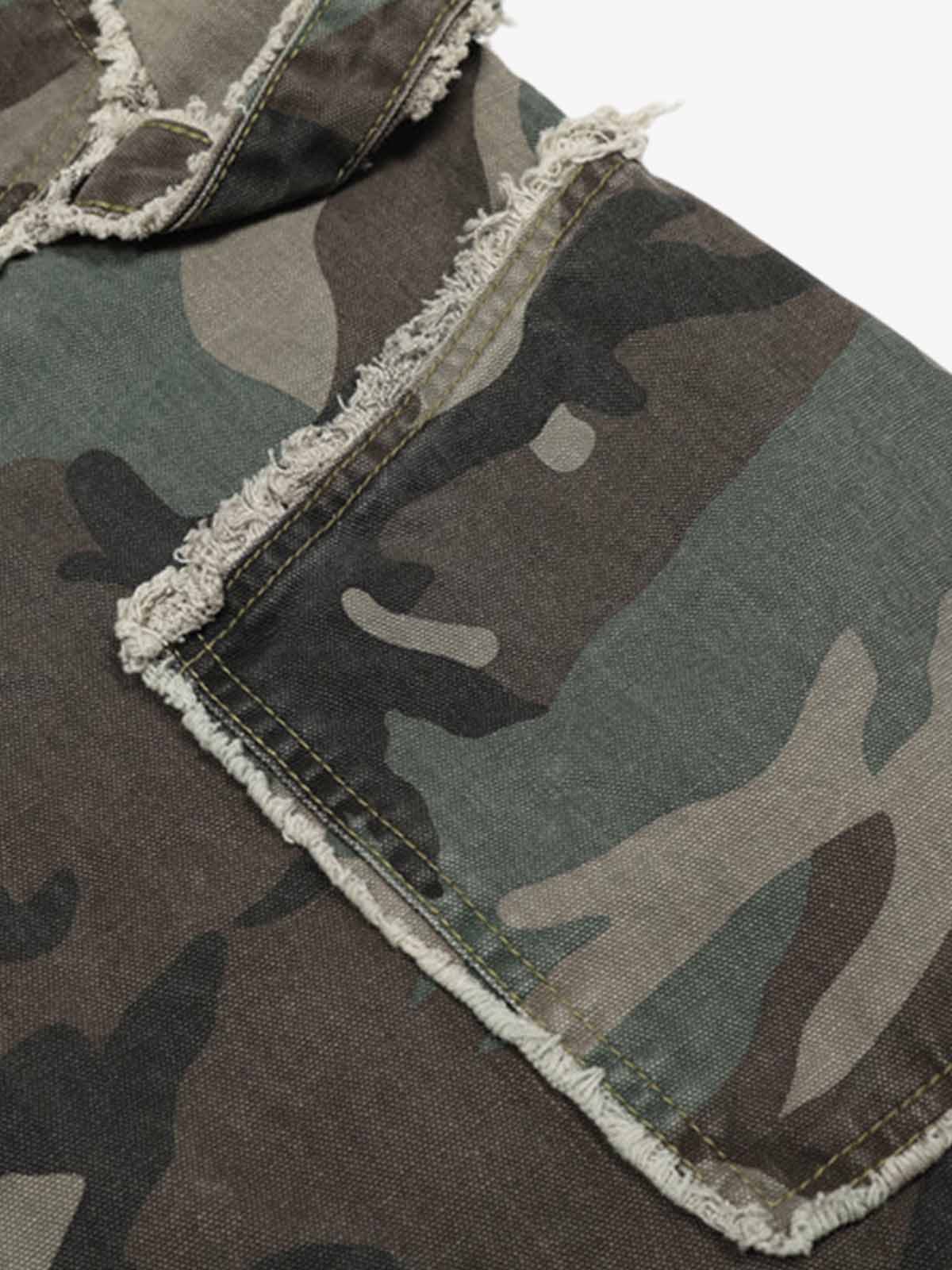 Retro Double Waist Camouflage Barrel Jeans