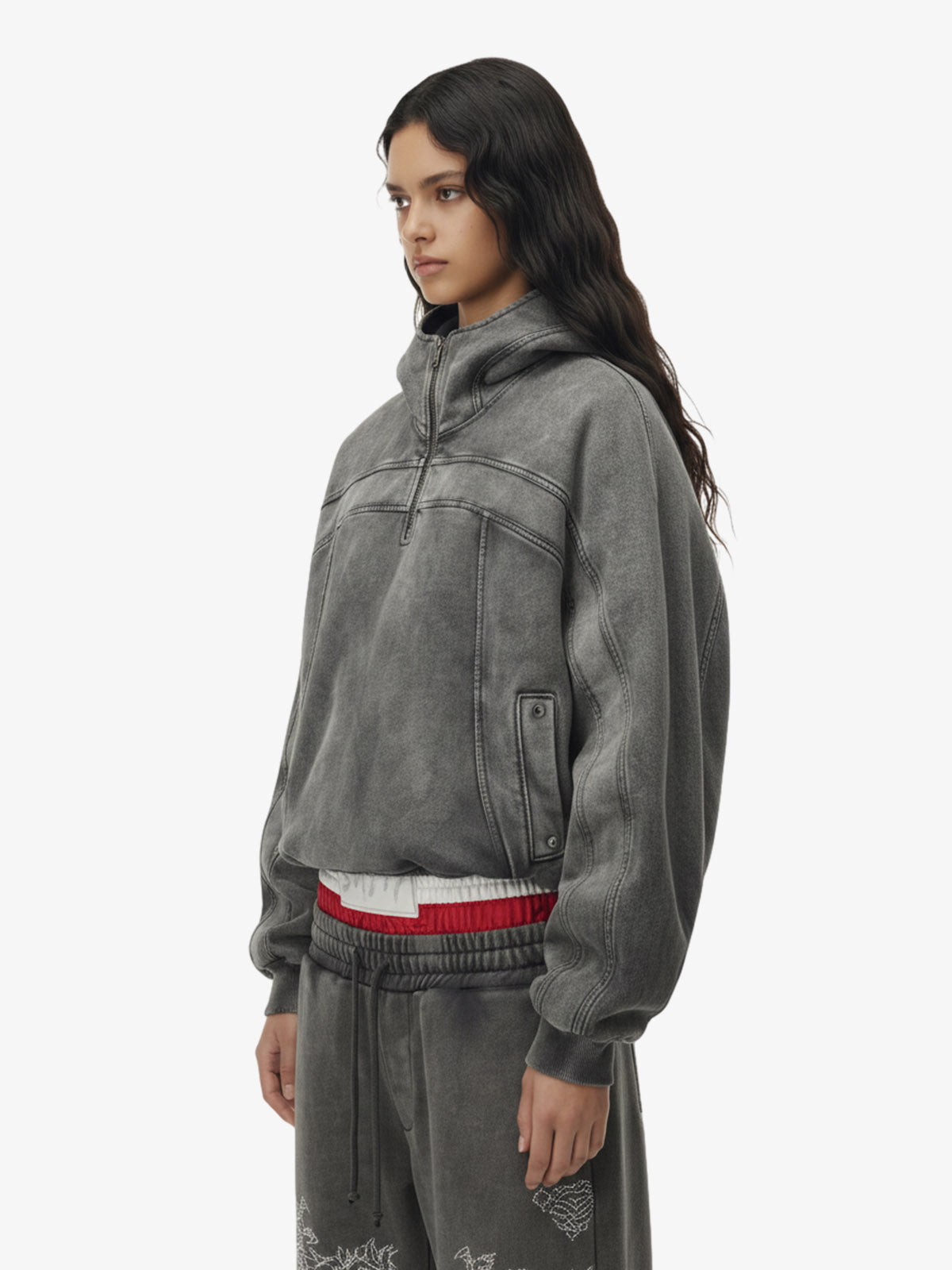 Fleece Retro Zipper Eye-Hood Design Hooded Jacket - 2489