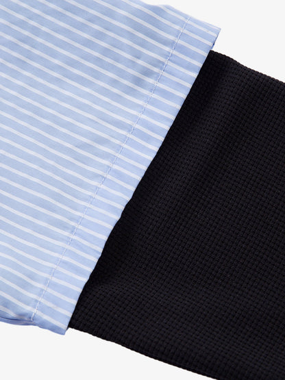 Vintage Illustration Striped Faux Two-Piece Shirt?