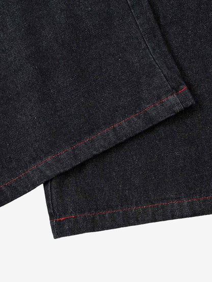 Thesupermade Contrast Thread Cross Letter Embroidered Jeans 