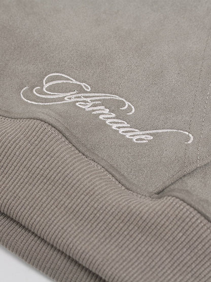 Suede Double-Ended Zippered Cropped Hooded Jacket 