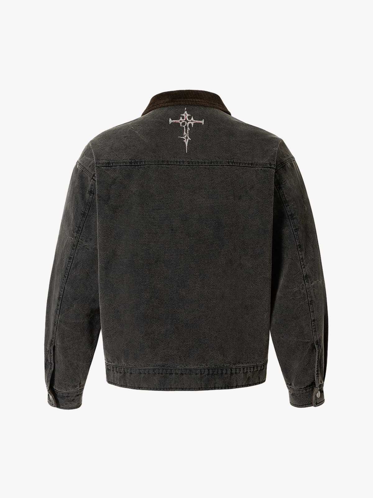 Washed And Distressed Dark Graffiti Patchwork Jacket 