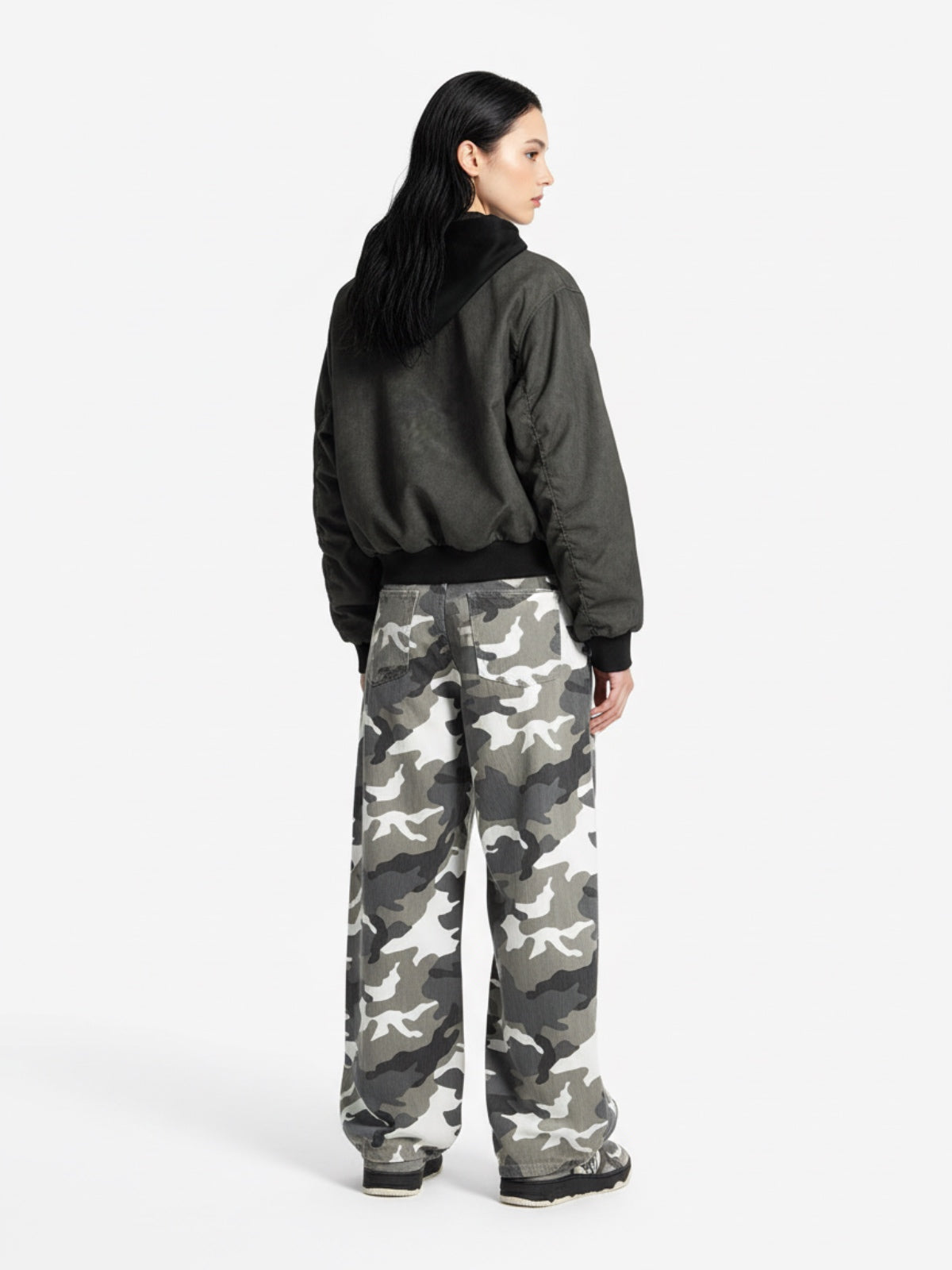 Patchwork Faux Leather Hooded Two-Piece Jacket