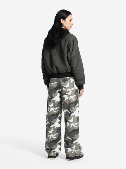 Patchwork Faux Leather Hooded Two-Piece Jacket