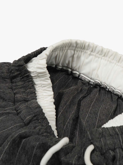 Pinstripe Elastic Waist Wide Leg Pants