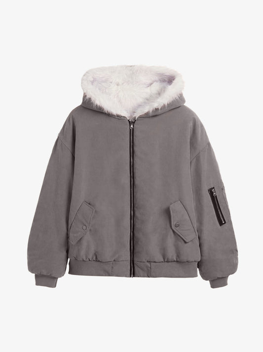 Oversized Reversible Fur Hooded Jacket