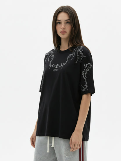 Thorn Embroidery Suede T-Shirt
