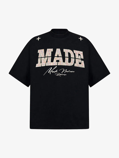 Vintage Patchwork Embroidered Letter T-Shirt