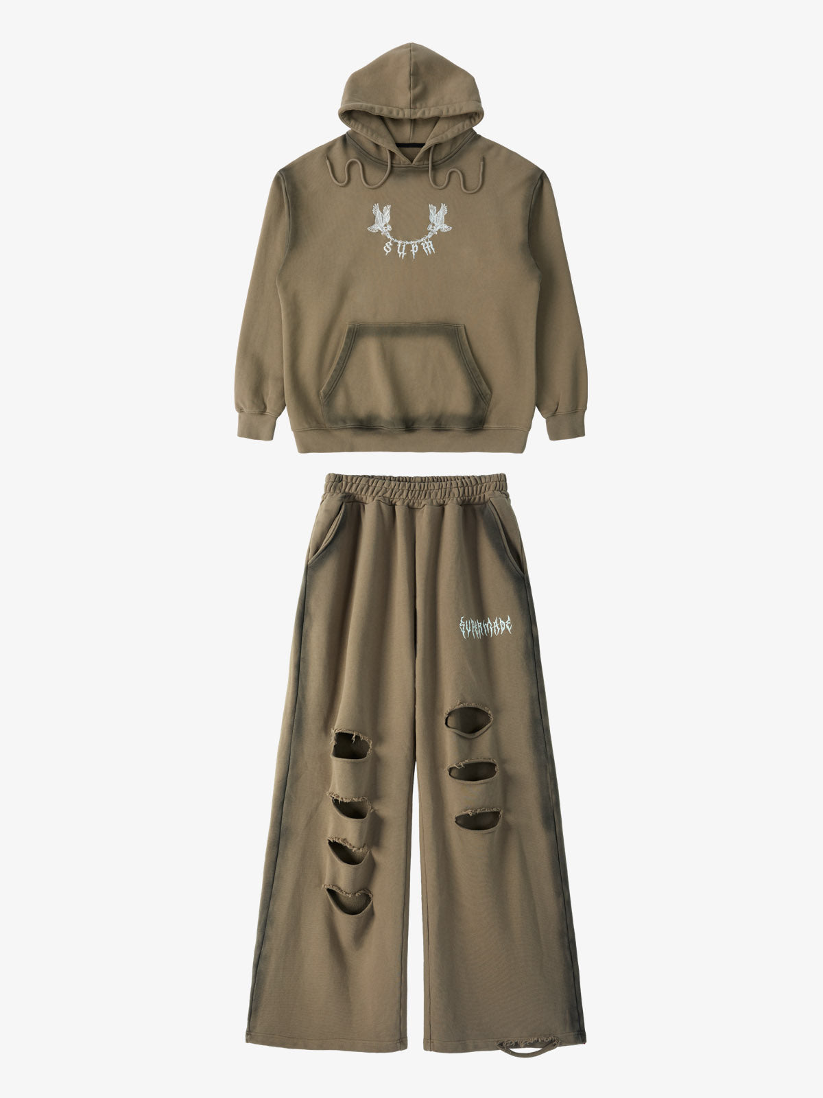 Supermade Distressed Embroidered Tie Dye Set 