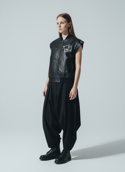 Thorn Destruction Frame Pattern Leather Vest