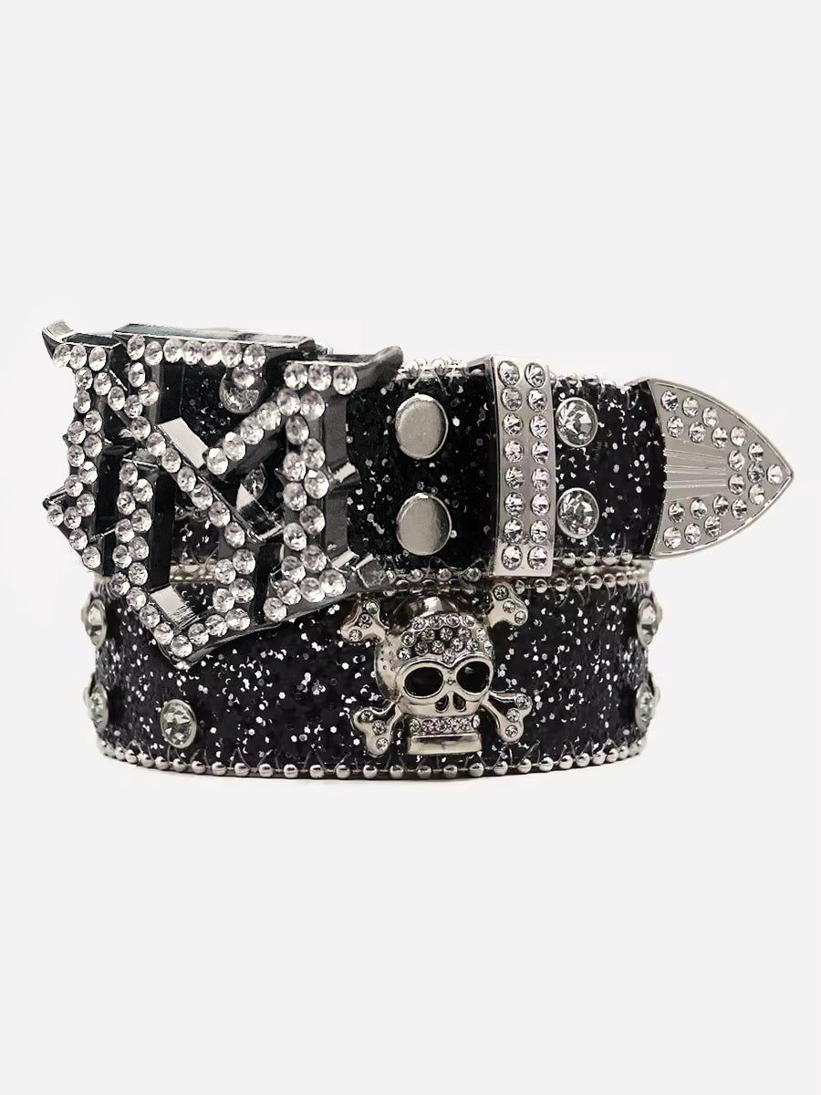Thesupermade Rhinestone Skull Belt - 1668