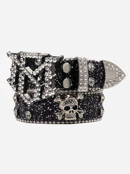 Thesupermade Rhinestone Skull Belt - 1668
