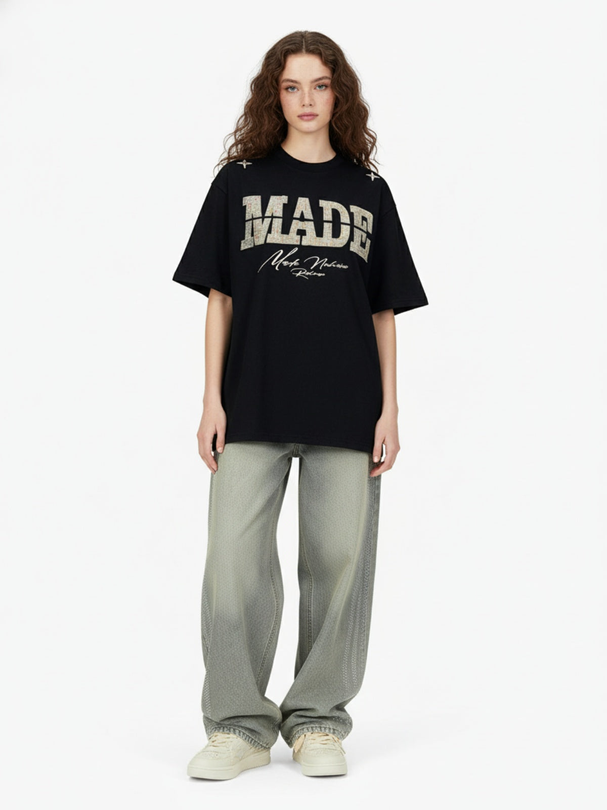 Vintage Patchwork Embroidered Letter T-Shirt