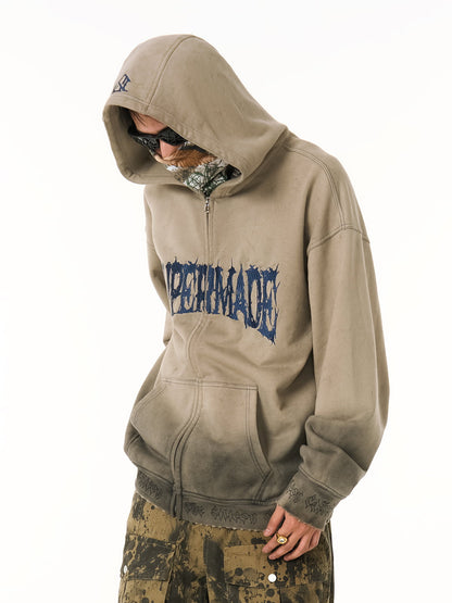 SUPERMADE Thorn Embroidery Zip Hooded Sweatshirt 