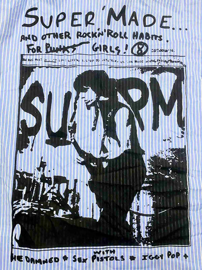 Vintage Illustration Striped Faux Two-Piece Shirt?