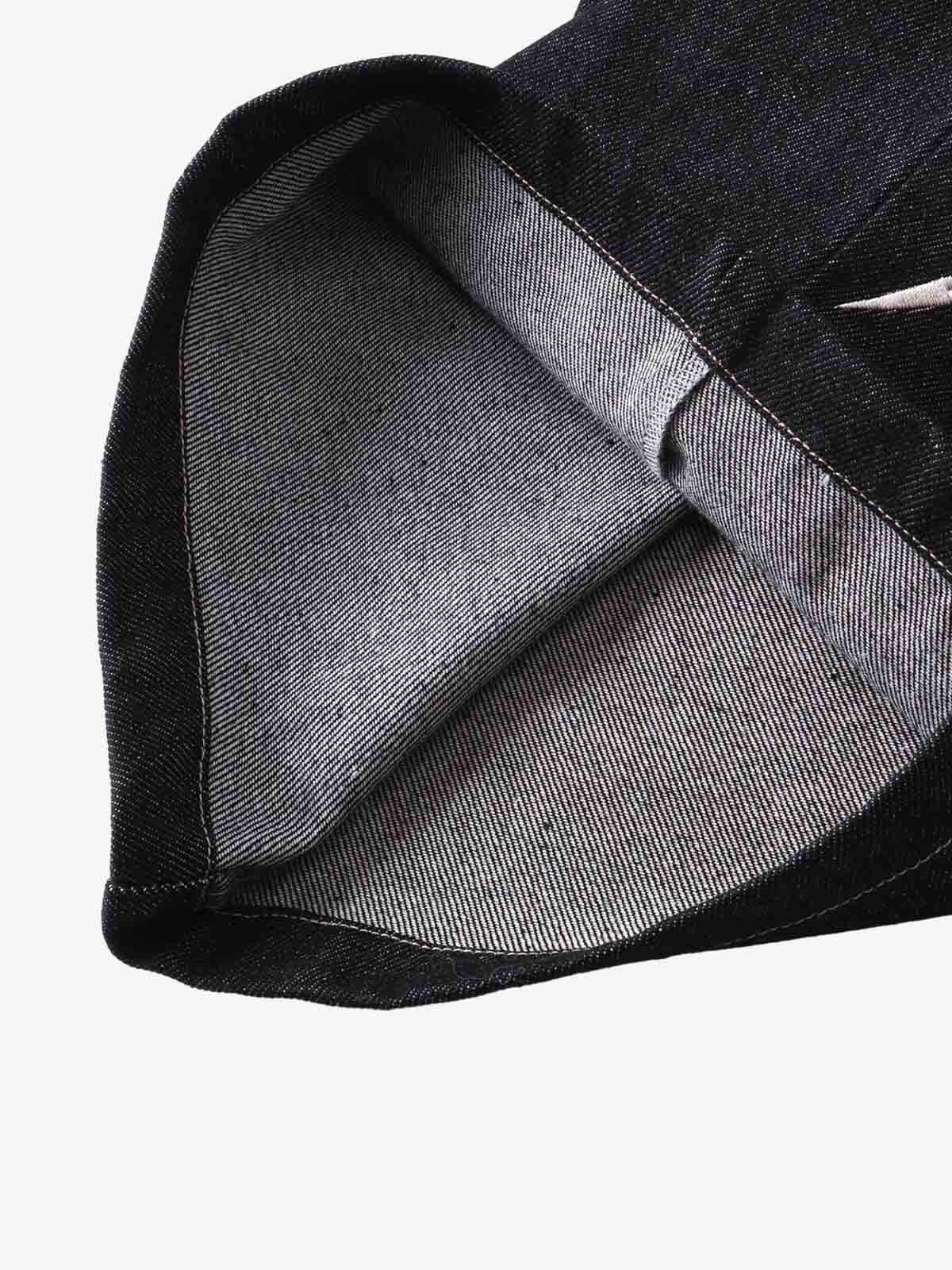 Denim Wide-Leg Pants with Flame Stitch Design High-Waisted Relaxed Fit 