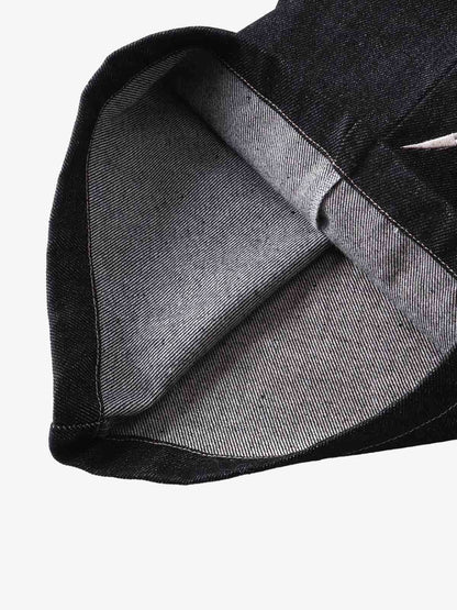 Denim Wide-Leg Pants with Flame Stitch Design High-Waisted Relaxed Fit 