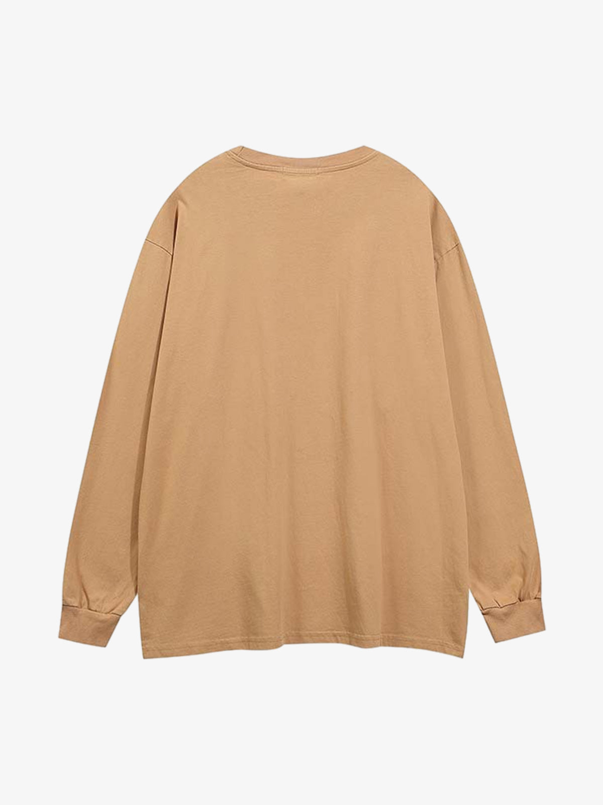 Letter Printed Washed Distressed Gradient Long Sleeve T-Shirt 