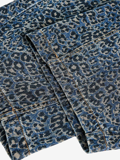 Street Leopard Print Barrel Jeans 