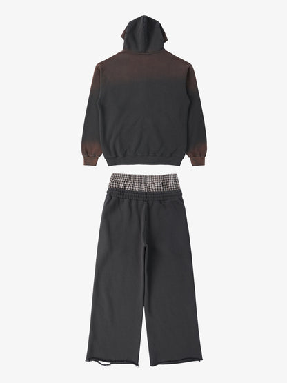 Supermade Vintage Distressed Print Patchwork Sweatshirt Set 