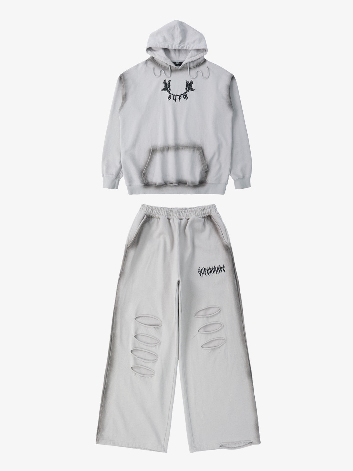 Supermade Distressed Embroidered Tie Dye Set 