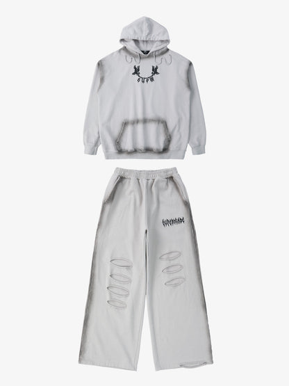 Supermade Distressed Embroidered Tie Dye Set 