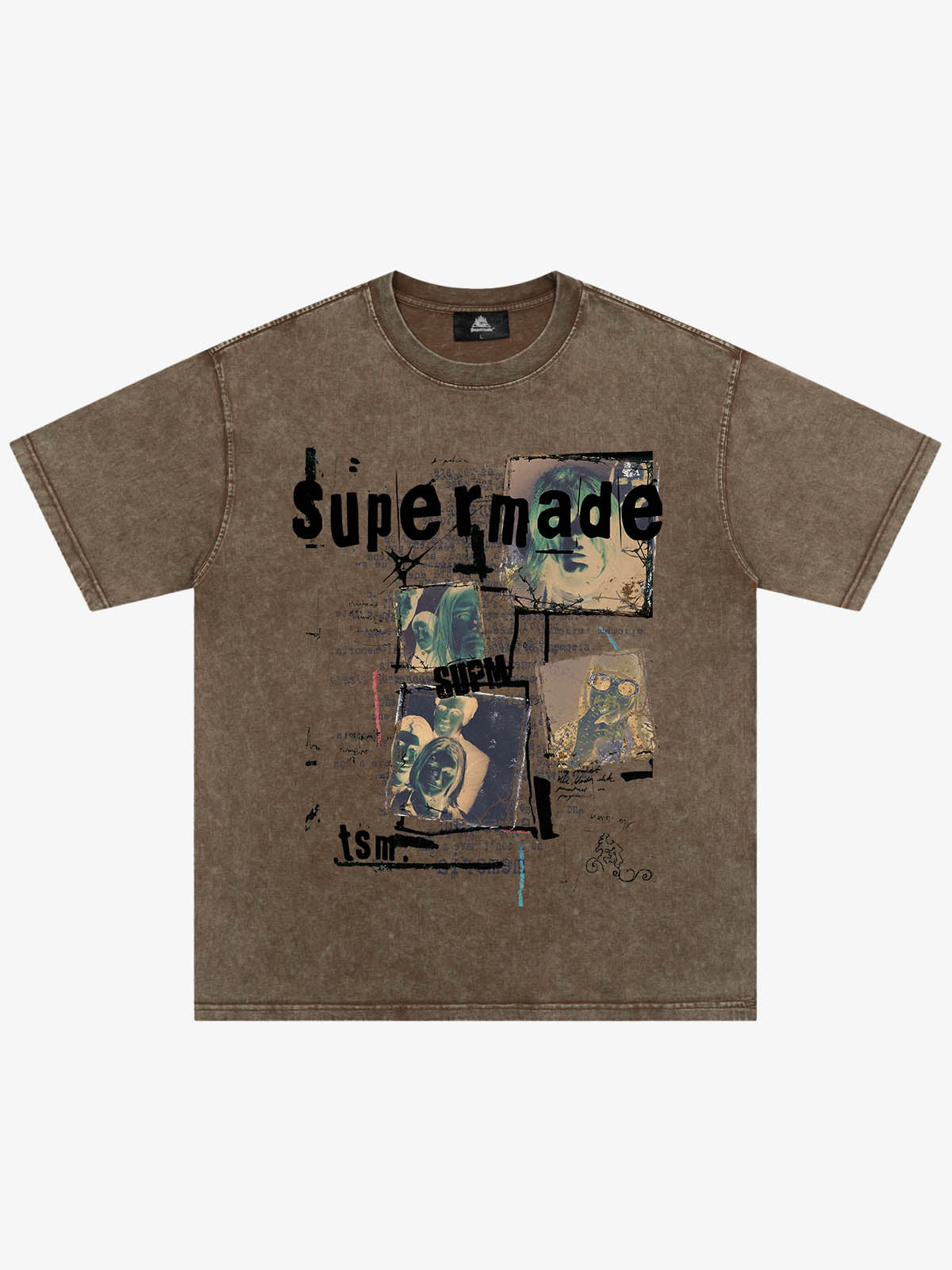 THE SUPERMADE Retro nostalgia Artistic Graphic Print T-Shirt with Collage Design 