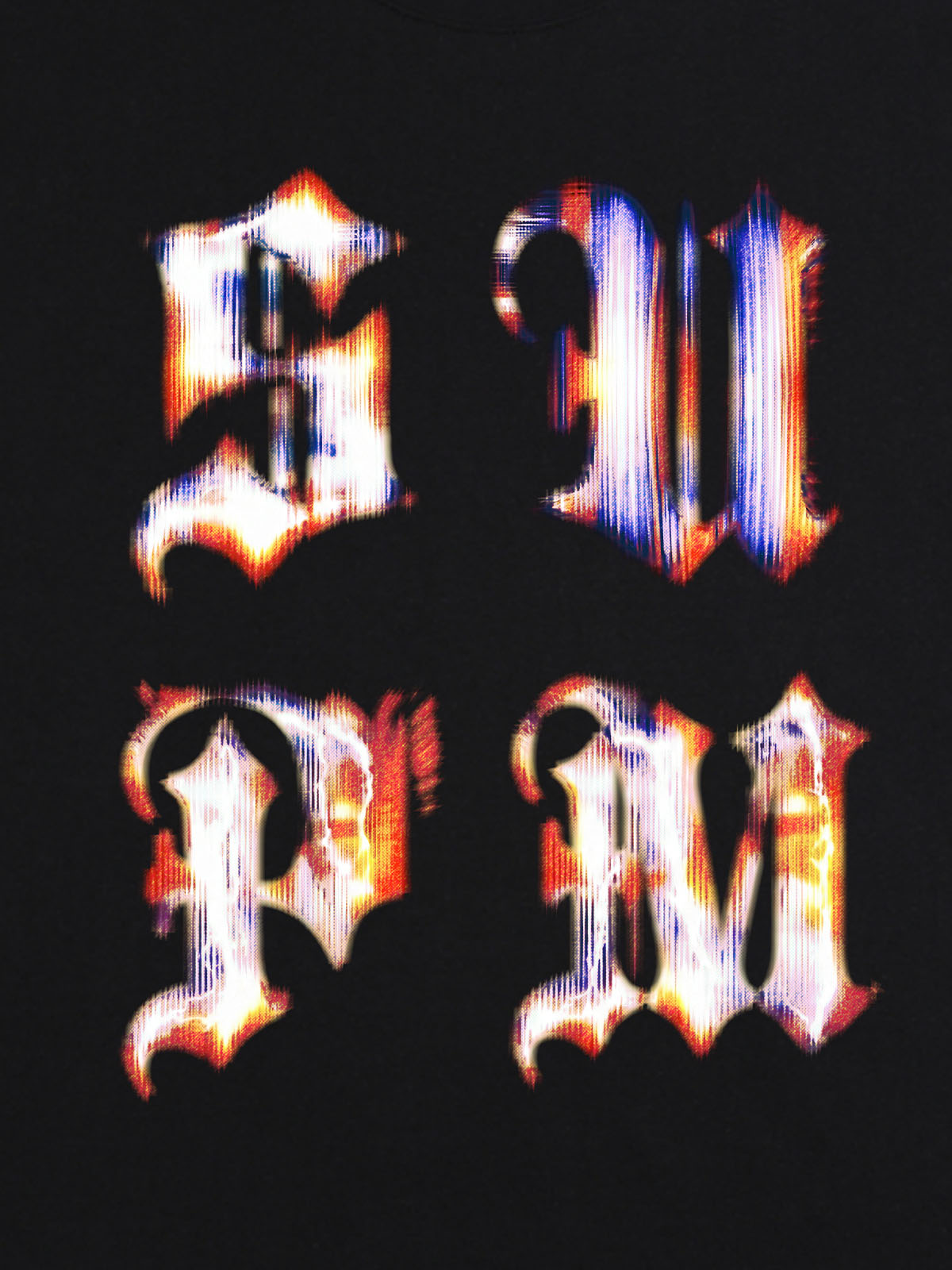 Cotton Logo Letter Design Short-Sleeve T-Shirt - Features Retro Digital Glitch Letter Print, Unisex?