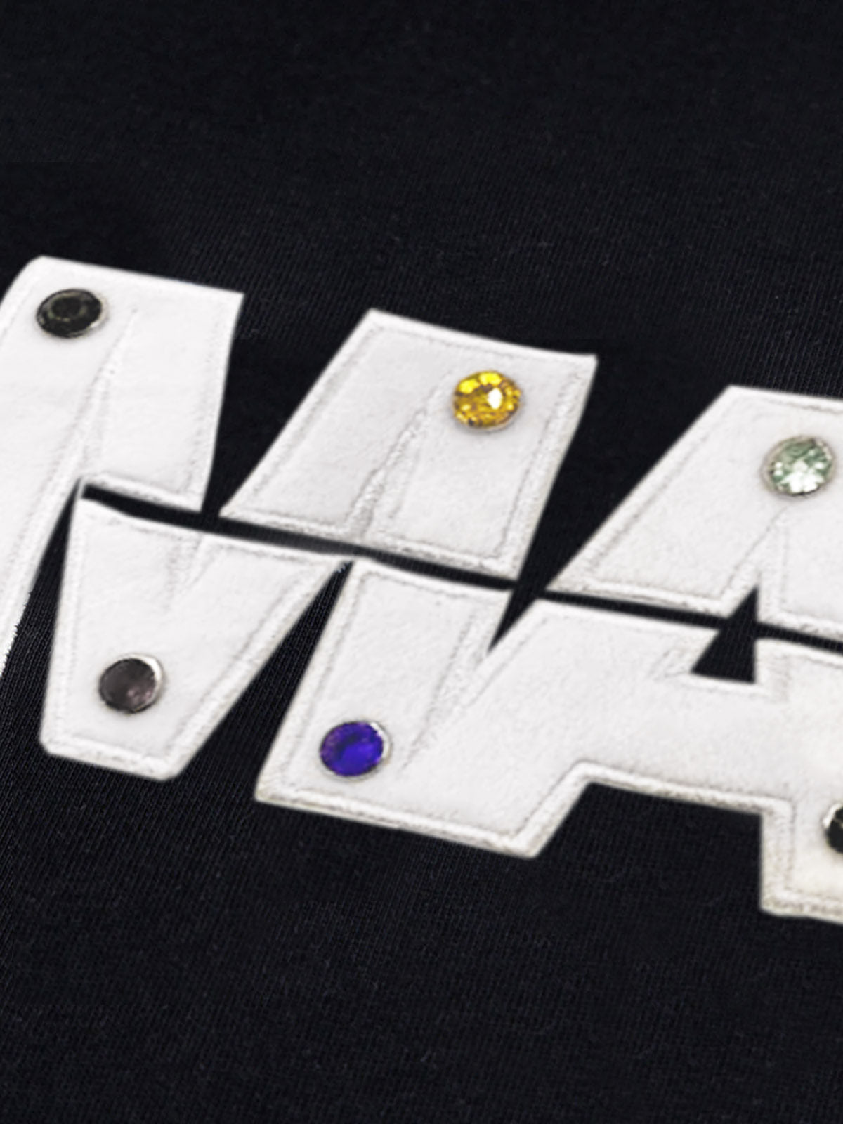 Street Retro MOOD Patch Embroidered Rivet T-shirt - 2440 