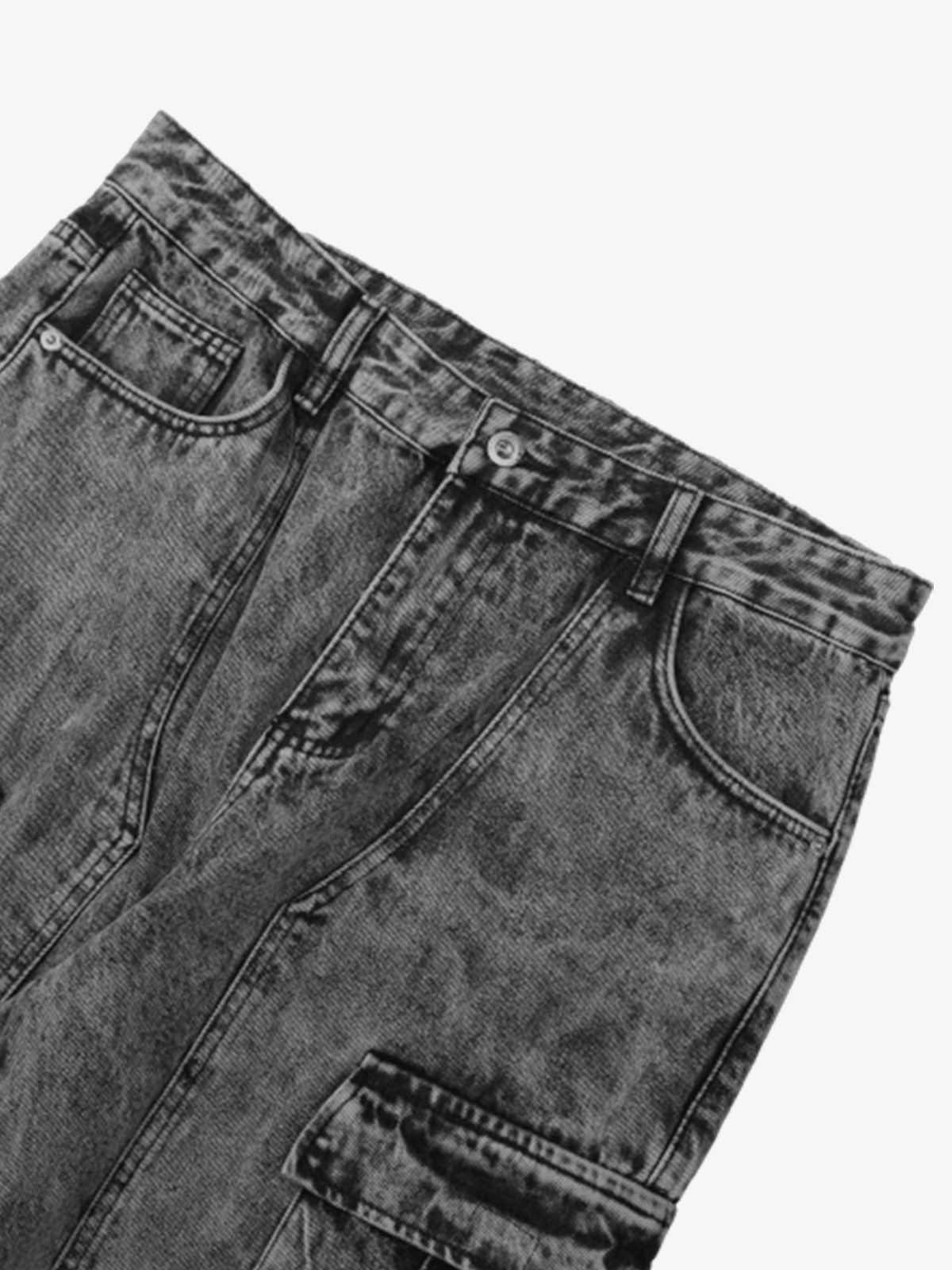 Thesupermade American Street Style Washed Distressed Work Jeans - 2354