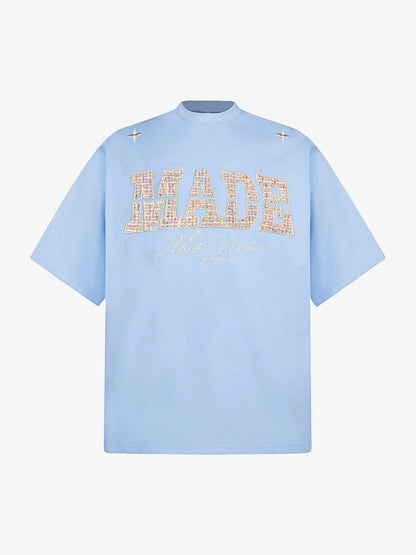 Vintage Patchwork Embroidered Letter T-Shirt