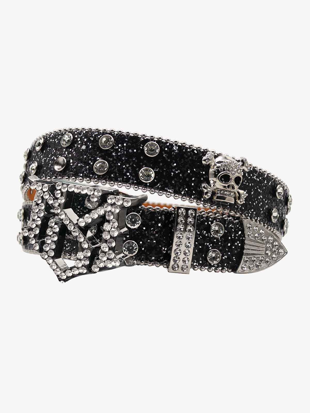 Thesupermade Rhinestone Skull Belt - 1668