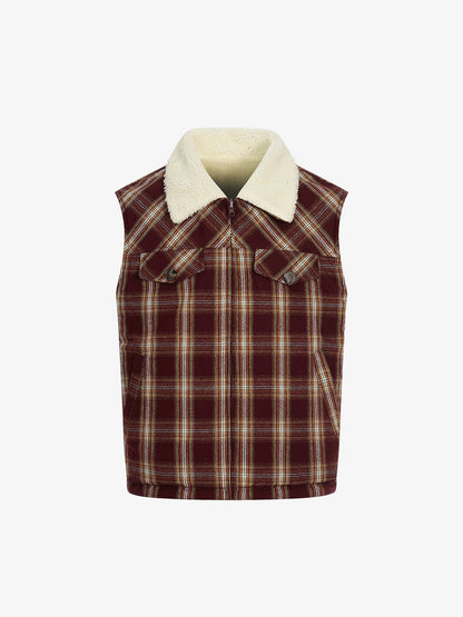 Plaid Vest with Sherpa Collar - Stylish and Warm for Everyday Wear 