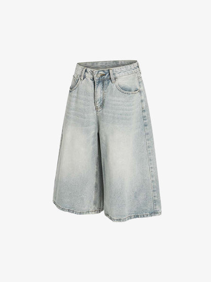 Light Wash Denim Wide Leg Bermuda Shorts for Women High Waist Casual Summer Style?