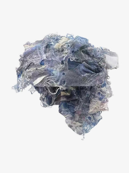 Distressed Denim Scarf with Unique Frayed Edges 