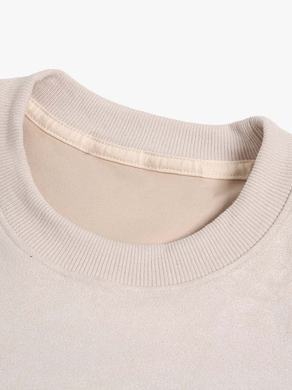 Metallic Print Suede Crew Neck T-Shirt 