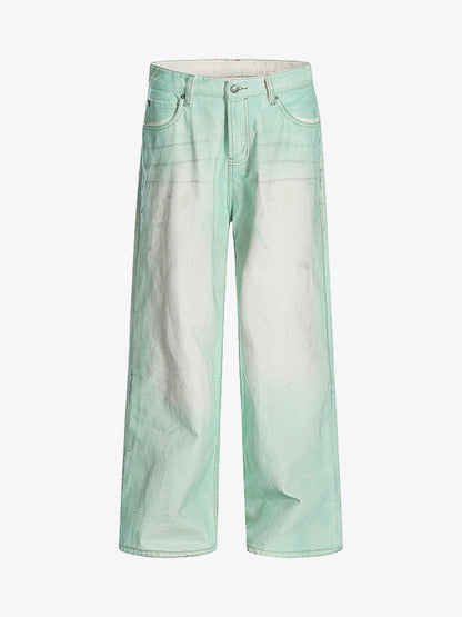 Distressed Handmade Luminous Mud-dyed Paint Jeans 