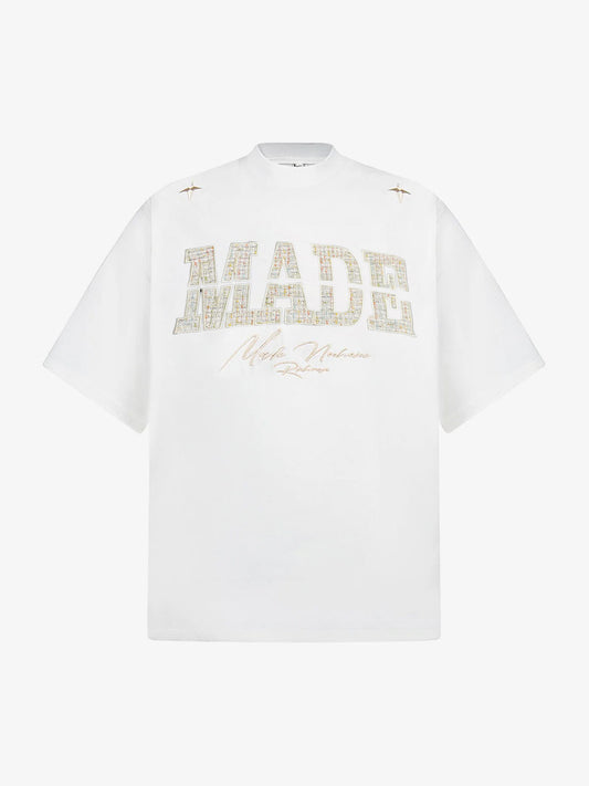 Vintage Patchwork Embroidered Letter T-Shirt