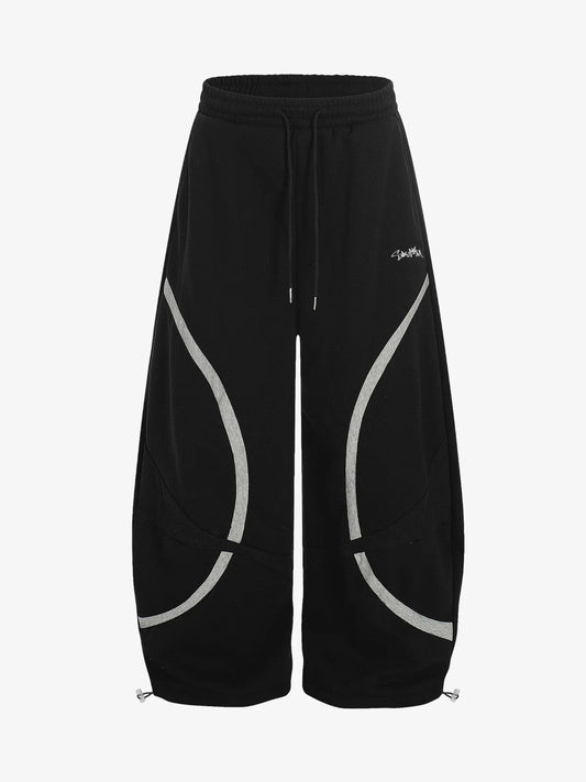 Retro Contrast Panel Drawstring Sweatpants