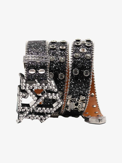 Thesupermade Rhinestone Skull Belt - 1668