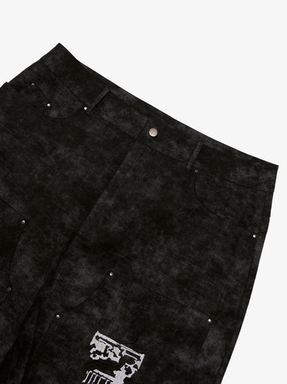 SUPERMADE Roman Column Pattern Embroidered Jeans 