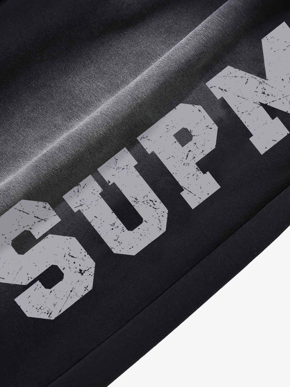 French Terry Distressed Gradient Drawstring Wide Leg Pants