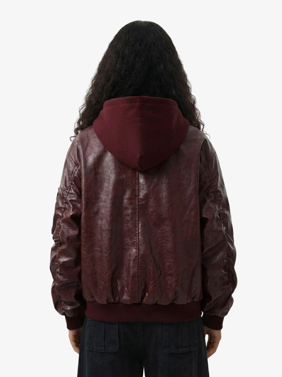 Retro Distressed Washed PU Leather Cotton Jacket