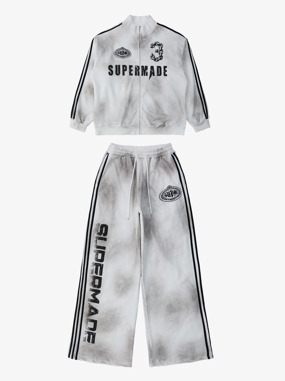 Supermade Vintage Distressed NO.3 Stand Collar Tracksuit 