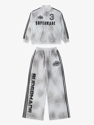 Supermade Vintage Distressed NO.3 Stand Collar Tracksuit 