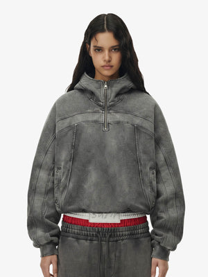 Fleece Retro Zipper Eye-Hood Design Hooded Jacket - 2489