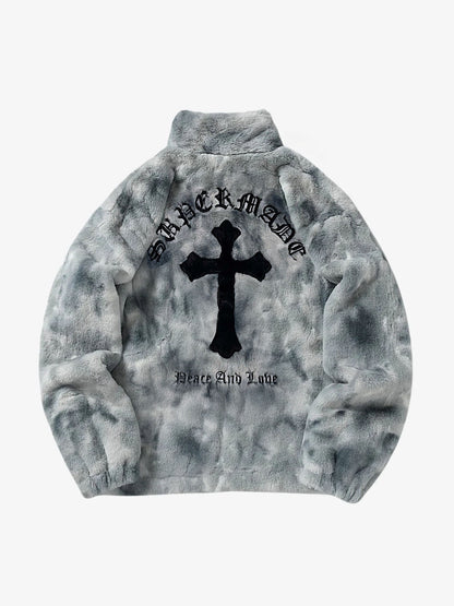 Heavy-Duty Faux Lambswool Tie-Dye Urban Jacket - 1558