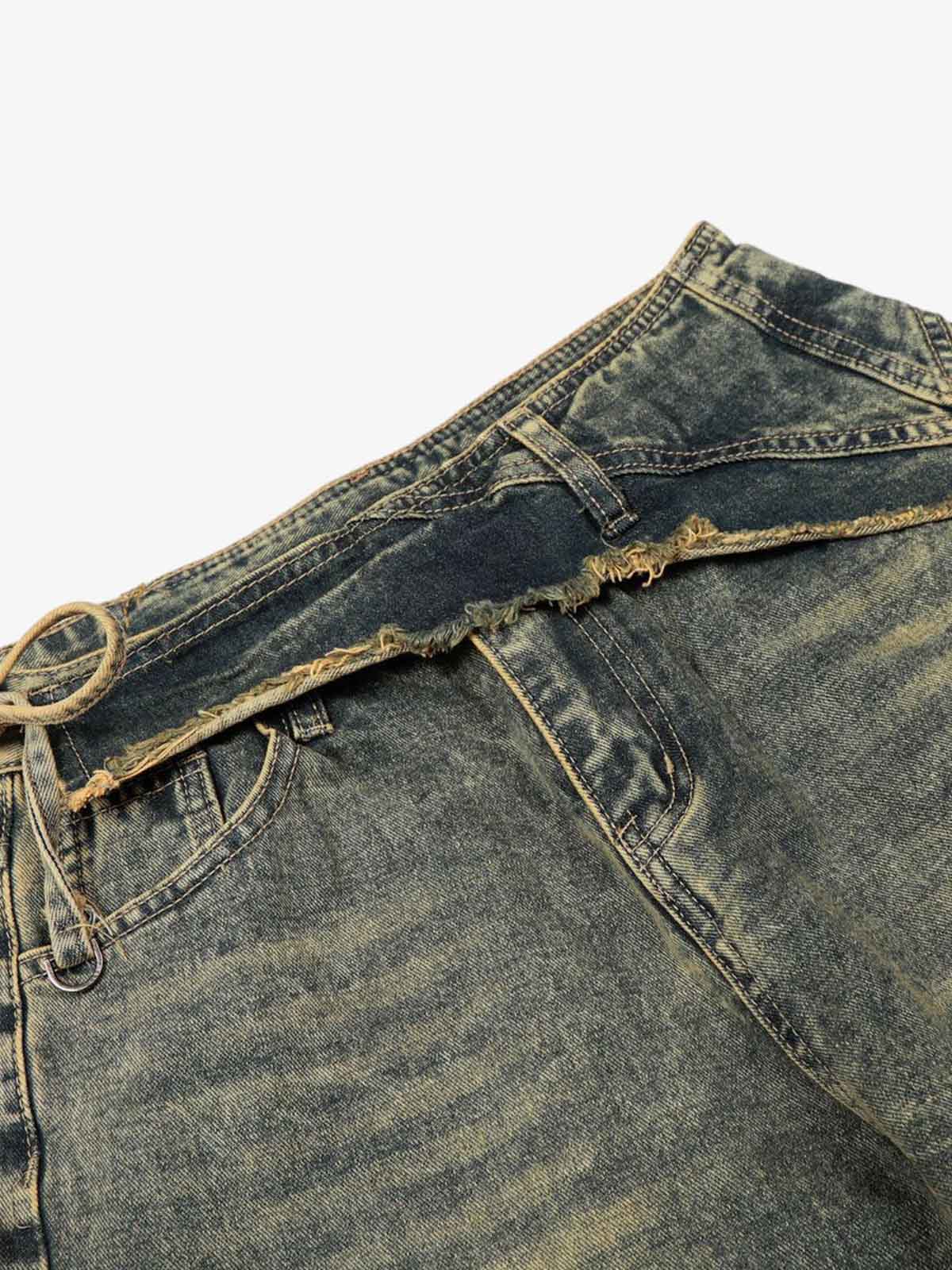 Denim Wide Leg Jeans with High Waist and Frayed Detail for Women 