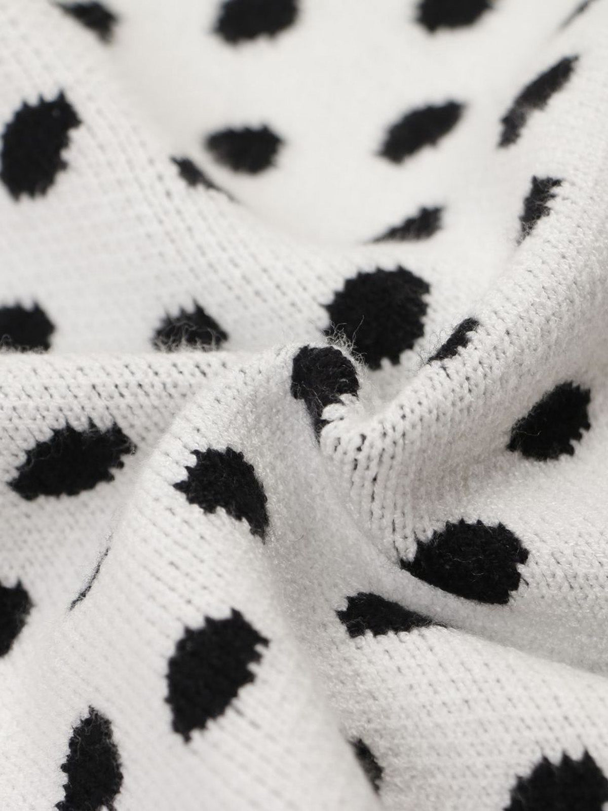 Stylish Polka Dot Sweater with "Good Luck" Embroidery for Festive Occasions 